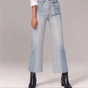 Abercrombie & Fitch The Crop Wide Leg Ultra High Rise Jeans Womens 0/25 Two Tone